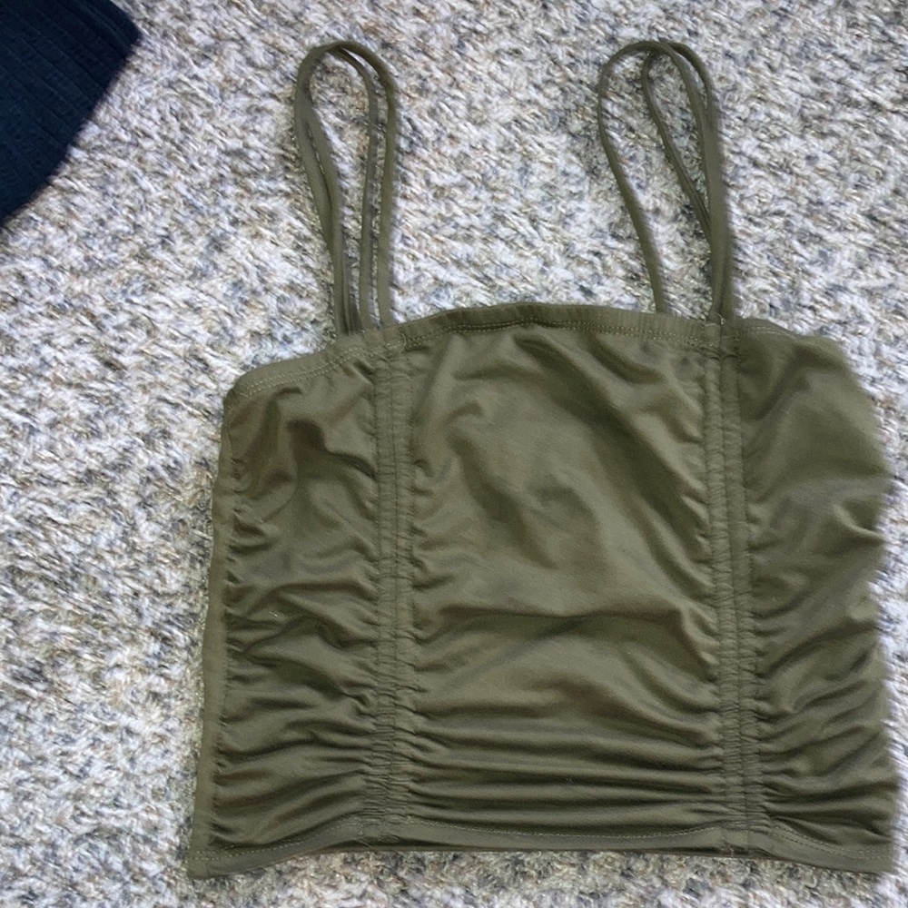 Dark green ruched tank top